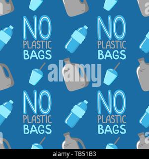 Plastic pollution pattern on white background Stock Vector