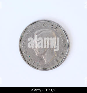 British one shilling coin - 1949 Stock Photo