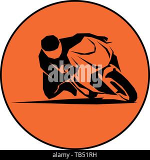 racer ride sportbike eps 10 vector isolated icon Stock Vector