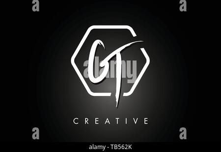 GT G T Brush Logo Letters Design with Red and Black Colors and Brush ...