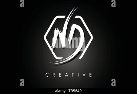 ND N D Brush Logo Letters Design with Red and Black Colors and Brush ...
