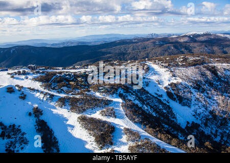 Mount Buller ski fields in Victoria after record snow falls, Australia Stock Photo