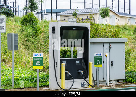 Electric vehicle charging at Intuit Inc. Mountain View, Silicon Valley California USA Stock Photo