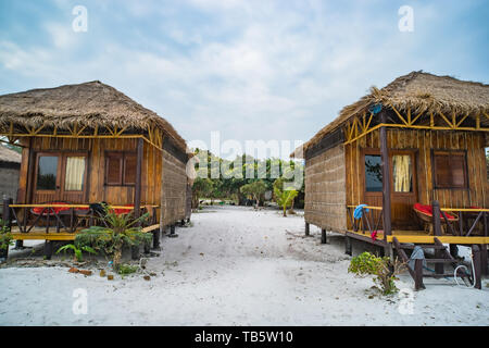 Native bamboo bungalow on Haad Than Sadet beach on Koh Phangan island, Stock Photo