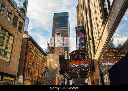 Paramount Building, 1501 Broadway, located between West 43rd and 44th Streets in the Times Square, New York City, May 24, 2019 Stock Photo