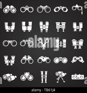 Binocular icons set on black background for graphic and web design. Simple vector sign. Internet concept symbol for website button or mobile app. Stock Vector
