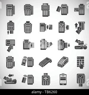 Pos terminal icons set on background for graphic and web design. Simple illustration. Internet concept symbol for website button or mobile app. Stock Vector