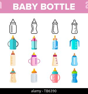 Icons set of equipment for feeding baby Royalty Free Vector