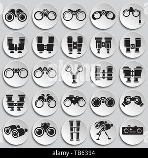 Binocular icons set on plates background for graphic and web design. Simple vector sign. Internet concept symbol for website button or mobile app. Stock Vector