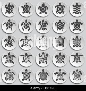 Sea turtle icons set on background for graphic and web design. Simple illustration. Internet concept symbol for website button or mobile app. Stock Vector