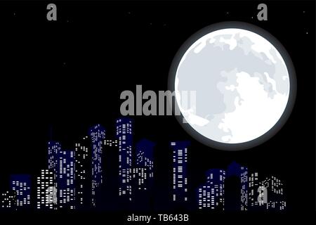 A full moon night city scene Stock Vector Image & Art - Alamy