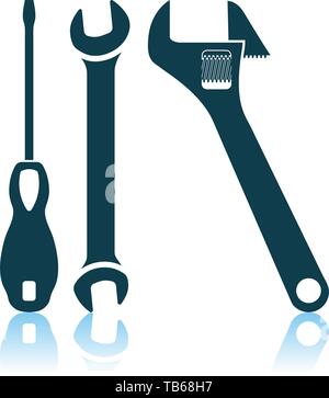 Wrench And Screwdriver Icon. Shadow Reflection Design. Vector Illustration. Stock Vector