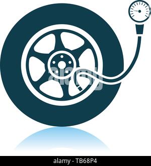 Tire Pressure Gauge Icon. Shadow Reflection Design. Vector Illustration. Stock Vector