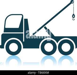 Car Towing Truck Icon. Shadow Reflection Design. Vector Illustration. Stock Vector