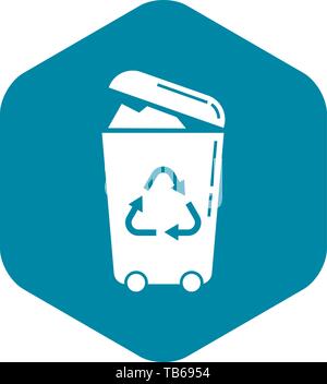 Recycle trash can icon, simple style Stock Vector