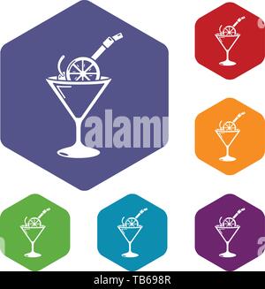 Cocktail icons vector hexahedron Stock Vector
