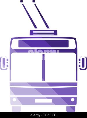 Trolleybus Icon Front View. Flat Color Ladder Design. Vector Illustration. Stock Vector