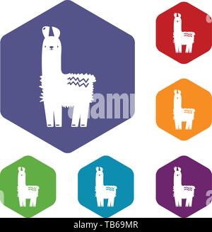 Llama icons vector hexahedron Stock Vector