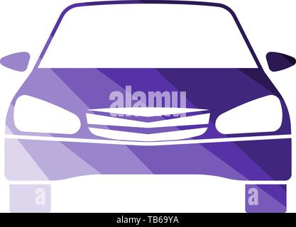 Sedan Car Icon Front View. Flat Color Ladder Design. Vector Illustration. Stock Vector