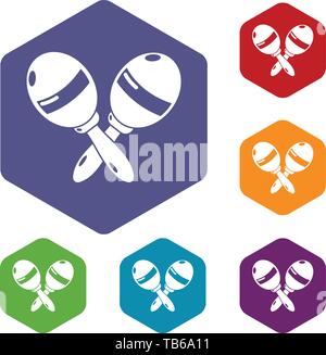 Maracas icons vector hexahedron Stock Vector