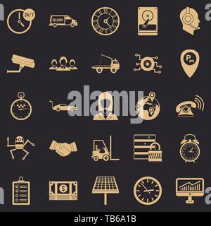 Working hours icons set, simple style Stock Vector