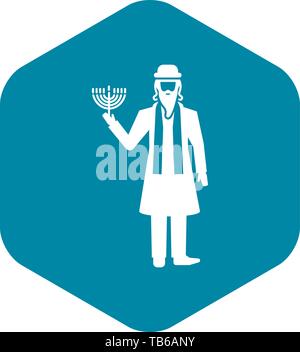 Jewish man icon, simple style Stock Vector