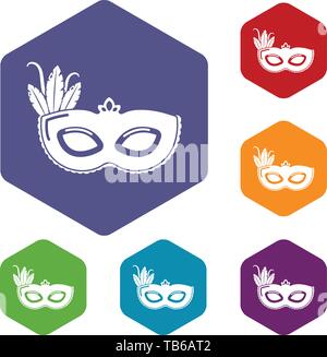 Carnival mask icons vector hexahedron Stock Vector