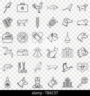 Vet icons set, outline style Stock Vector