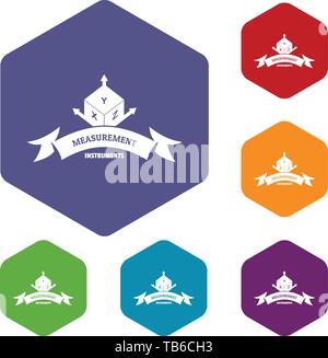 Measurement cube icons vector hexahedron Stock Vector