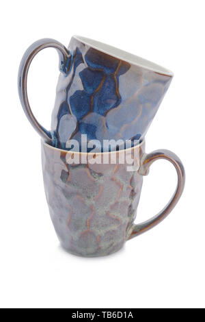 Colorful empty cups on white background Stock Photo