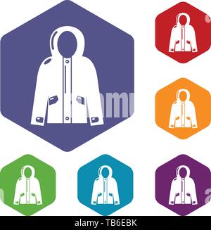 Hooded jacket icons vector hexahedron Stock Vector