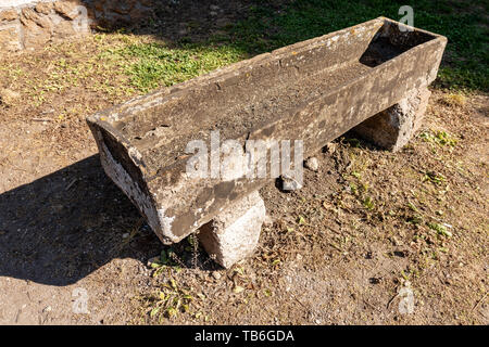 Ancient Roman sarcophagus in Ostia Antica, Roman colony founded in the 7th century BC. near Rome, UNESCO world heritage site. Latium, Italy, Europe Stock Photo