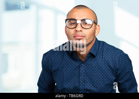 Nerdy man with a funny face Stock Photo