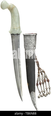 An Indian khanjar with chiselled jade handle, Mogul period, 18th ...