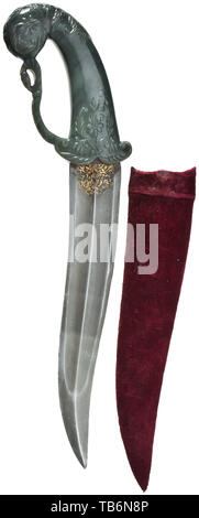 An Indian khanjar with chiselled jade handle, Mogul period, 18th ...