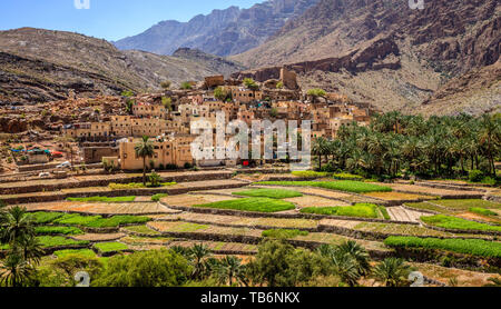 Village of Bilad Sayt in Al Hajar Mountains in the Sultanate of Oman Stock Photo