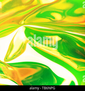 Holographic iridescent surface. Copy space. Bright colorful hologram background. Wrinkled abstract texture with multiple colors. Neon surface Stock Photo