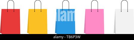 Colored empty shopping bags set. Vector Isolated Illustration on white background Stock Vector