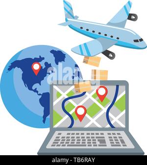 delivery tracking service shipping business logistic cartoon vector illustration graphic design Stock Vector