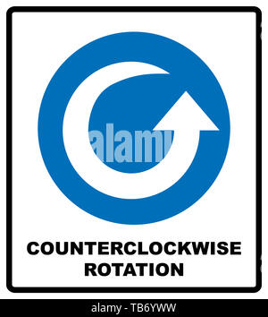 Counterclockwise rotation arrow icon. Blue mandatory symbol.  illustration isolated on white. White simple pictogram. Service banner Stock Photo