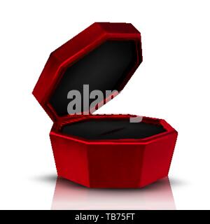 Closeup Empty Red Velvet Opened Jewelry Box Vector Stock Vector