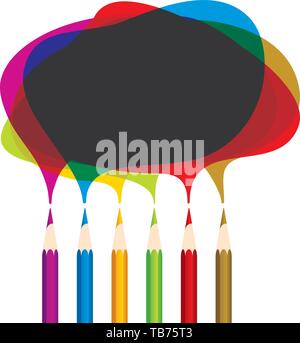 Vector illustration. Pencils conversation. Color talk bubbles from each one. Stock Vector