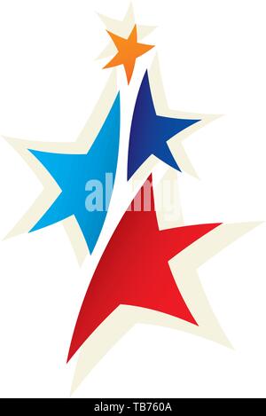 Vector illustration. Reaching the stars icon. Four color stars. Stock Vector