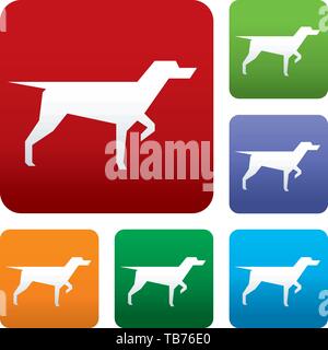 Vector illustration. Search icon. Bloodhound in alert position. Variations. Stock Vector