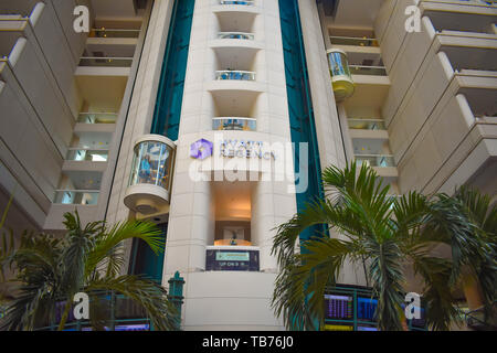 Orlando, Florida.  March 01, 2019. Partial view of Hyatt Regency Hotel and elevators  at Orlando International Airport . Stock Photo