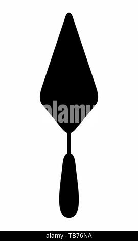 Cement shovel dark silhouette isolated on white background Stock Vector