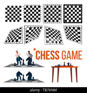 Chessboard And Character Game Player Set Vector Stock Vector