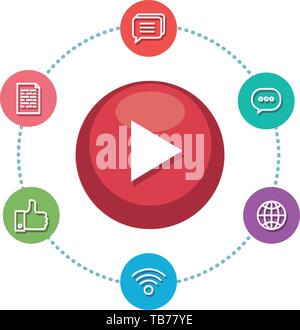 media player button and social marketing Stock Vector