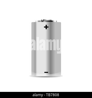 Realistic metal alkaline battery isolated on white Stock Vector