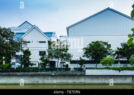 SINGAPORE-JUN 1 2017:riverfront pedestrian way along geylang river Stock Photo
